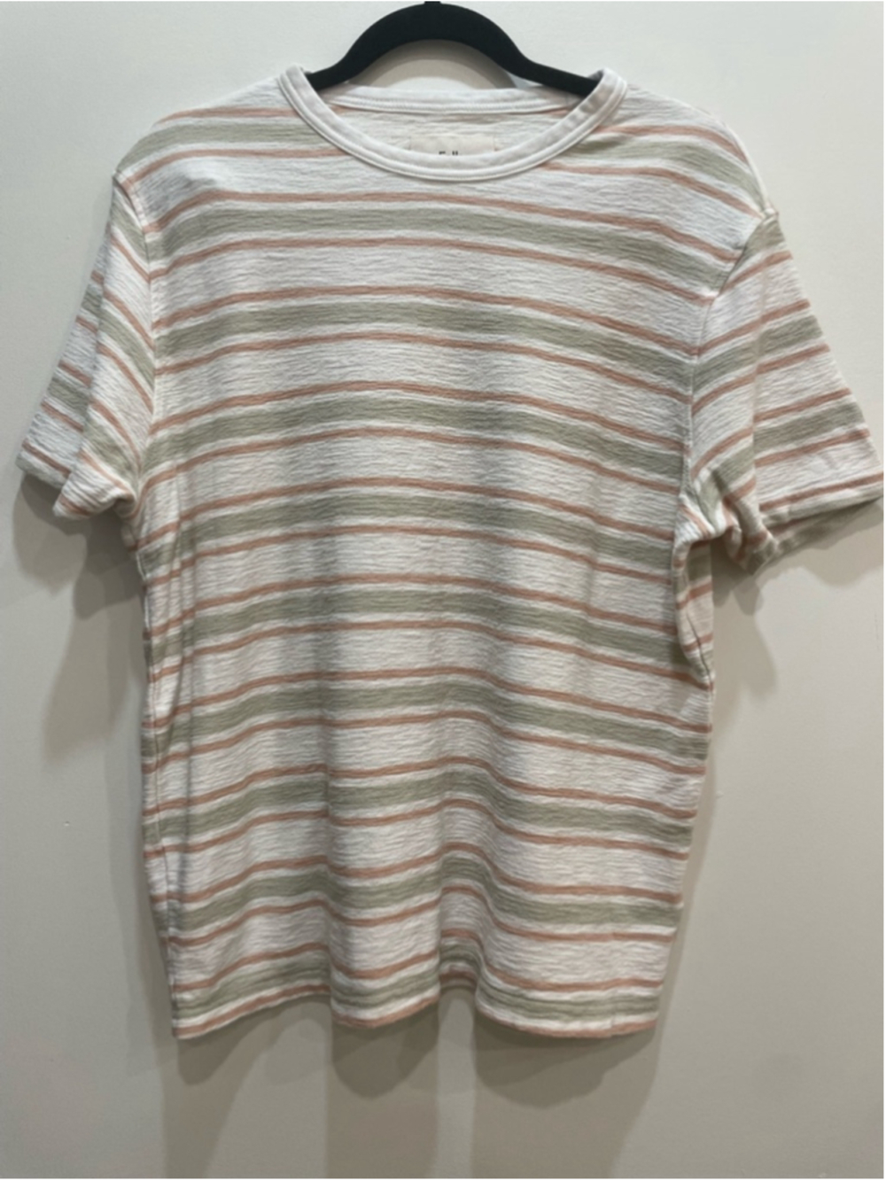 Folk Mens Striped T-Shirt S Textured Cotton Retro 90s Indie Casual